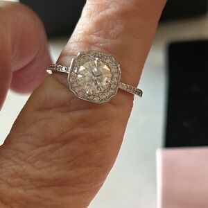 Moissanite Diamond hexagon engagement ring size 9